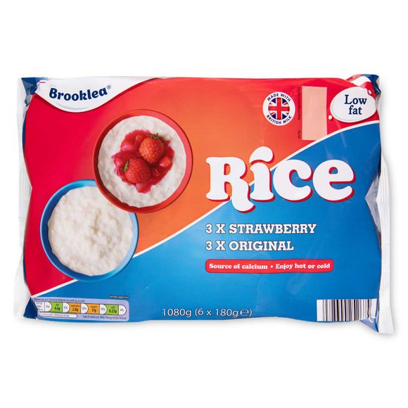 Strawberry & Original Rice Puddings 6x180g Brooklea